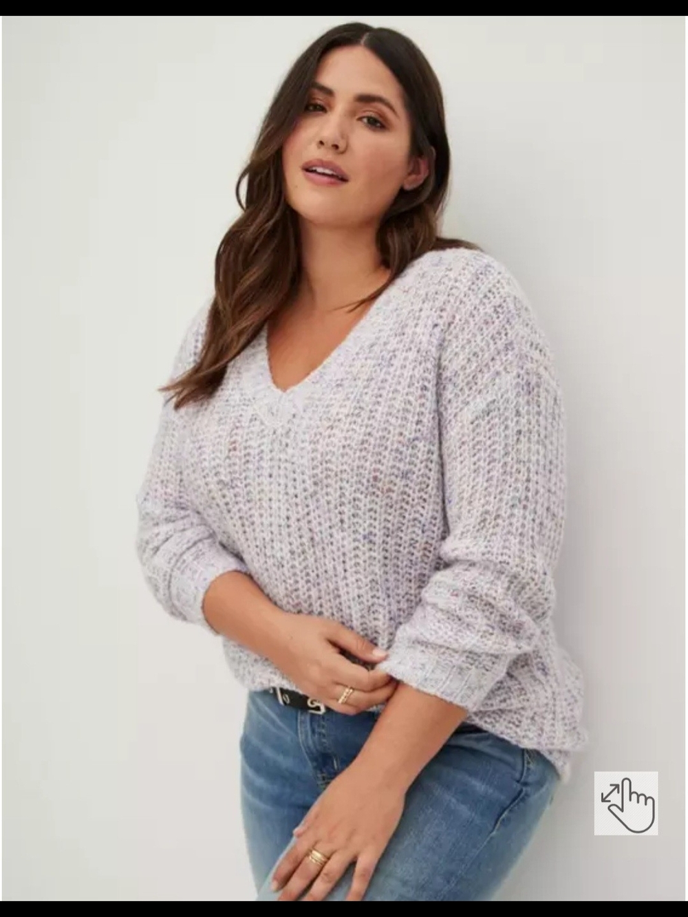 Torrid Multi-Color Marled Chunky V-Neck Pullover Sweater Sz 5